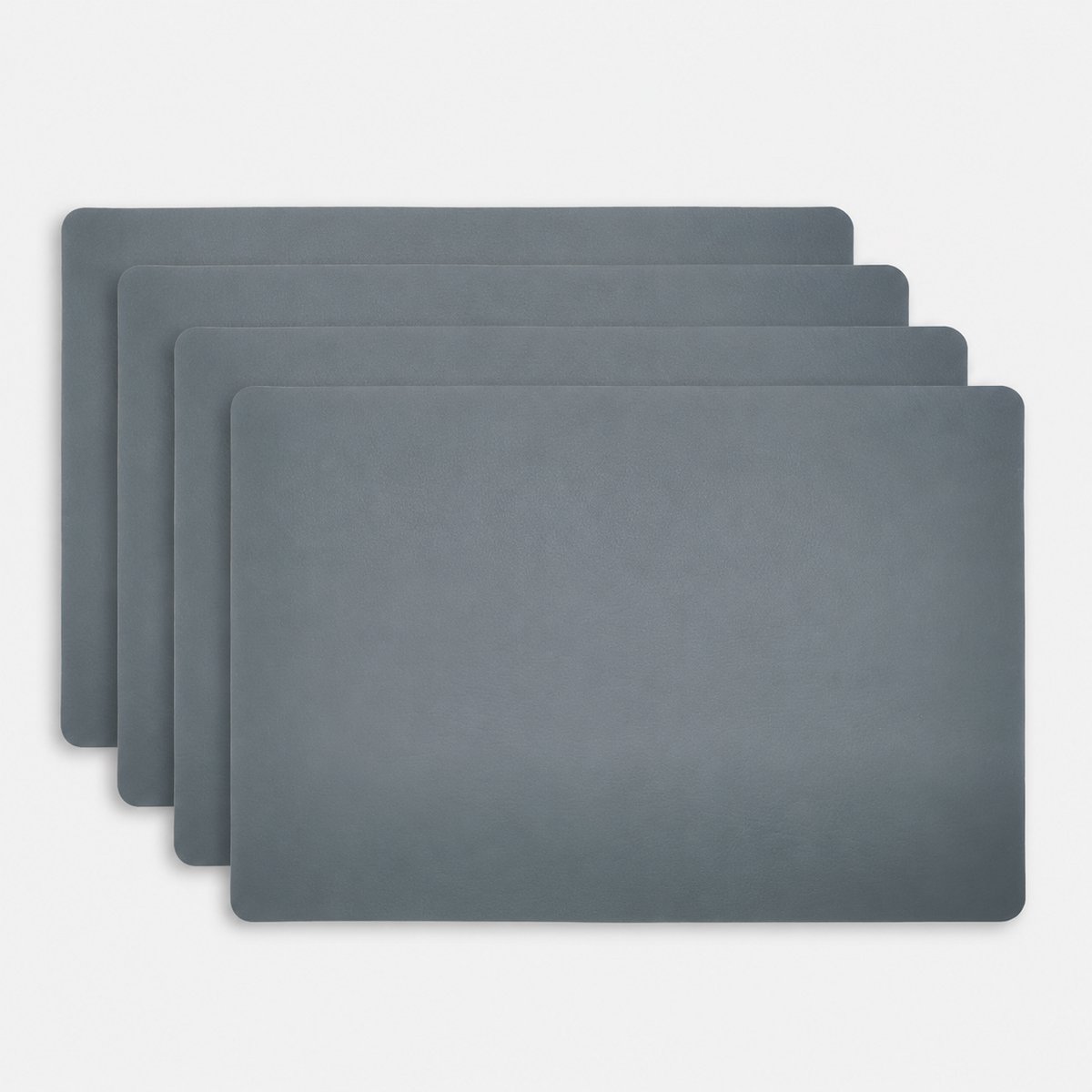 Placemat set gerecycled leer - rechthoek - 28,5 x 43,5 cm - 4 stuks - Storm