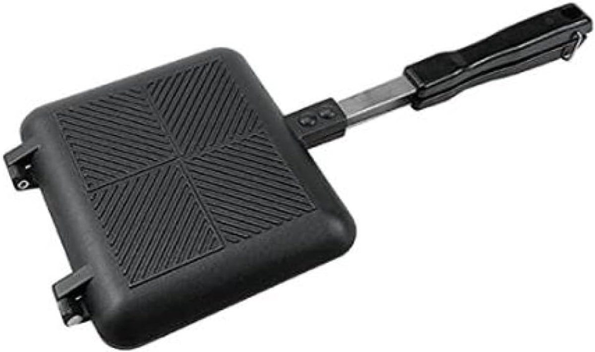 Dubbelzijdige Sandwichpan - Broodrooster Pan - Sandwiches Maken - Antiaanbaklaag - 35 x 15 x 6 cm - Zwart