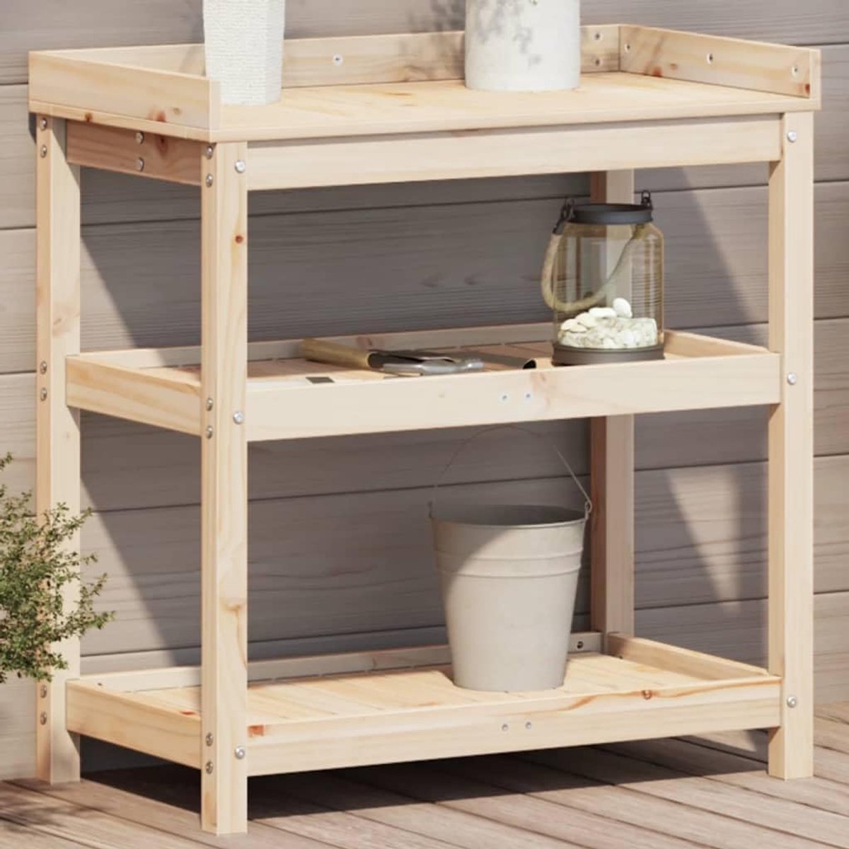 Planten Tafel - Werkbank Tuin - Planten Organiseren - Massief Vurenhout - 86.5 cm - Natuurlijk