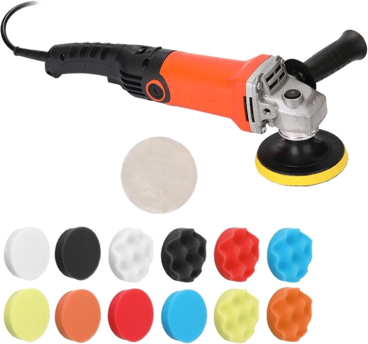 Elektrische Polijstmachine - Waxen Tool - Oppervlakken Behandelen - Verstelbare Snelheid - 1200 W - Zwart Oranje
