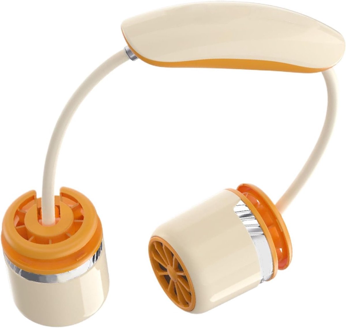 Draagbare Nekventilator - Opvouwbare Ventilator - Persoonlijke Koeling - Stille Dubbele Kop - 19.5 cm - Oranje