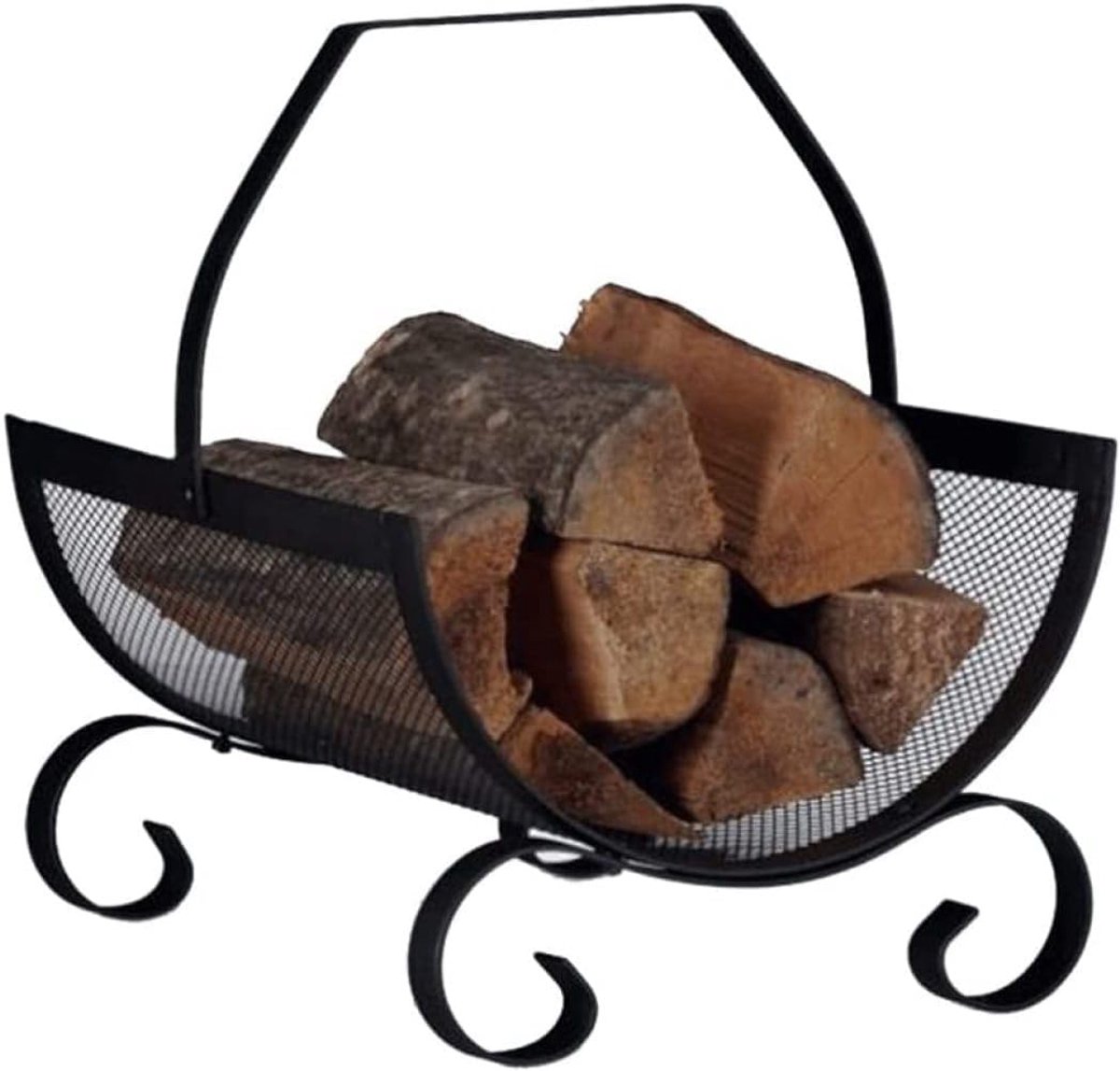 Haardhouthouder - Houtopslagrek - Opslag Brandhout - Stalen Constructie - 33x38x40cm - Zwart