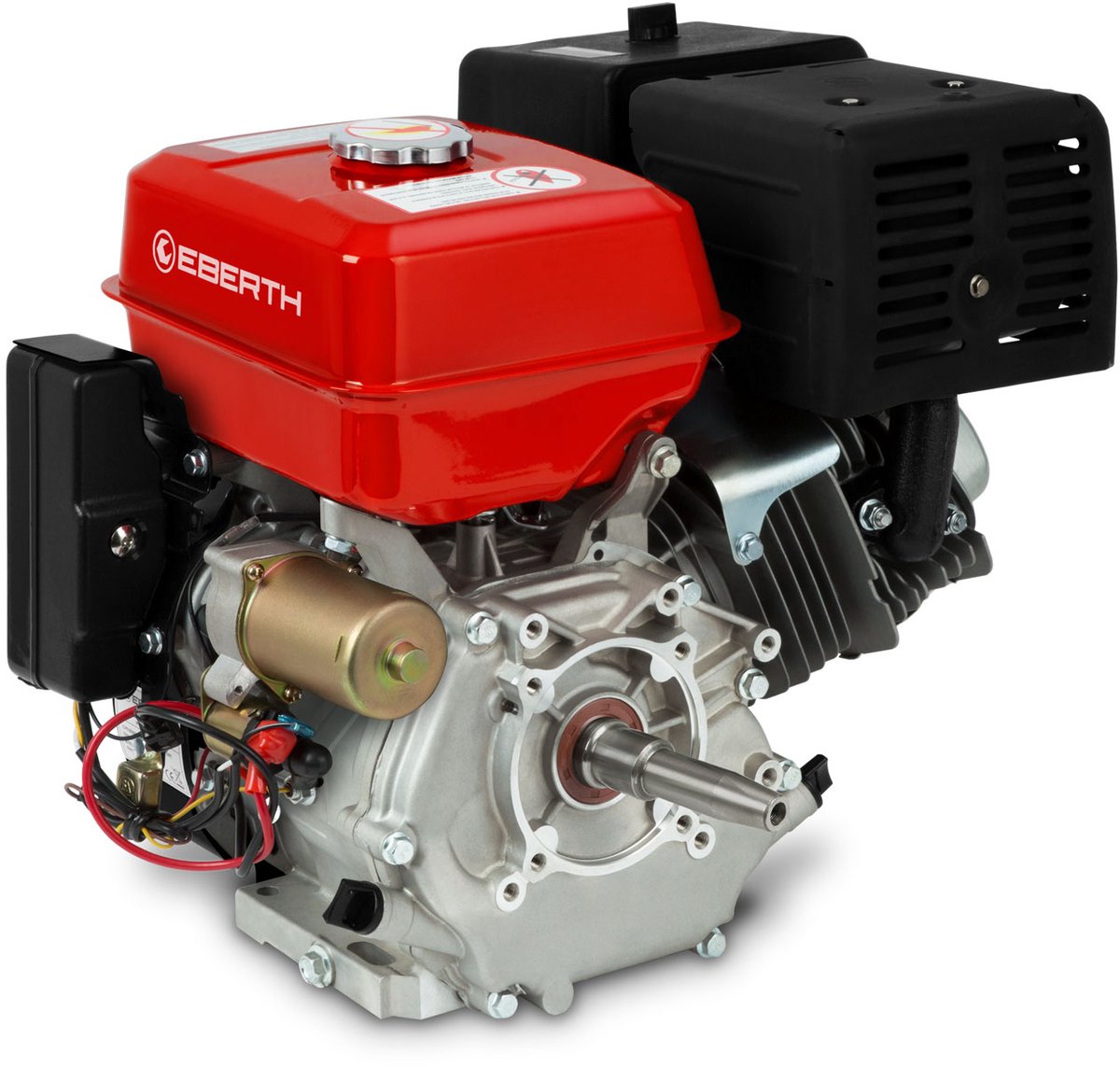 EBERTH 15 PS 11,03 kW benzinemotor met conische as (22 mm Ø), elektrische start, 17 Ah 12 V-accu, stationaire motor, kartmotor, aandrijfmotor met oliegebrekbeveiliging, 4-takt 1-cilinder benzinemotor, 420 ccm, luchtgekoeld