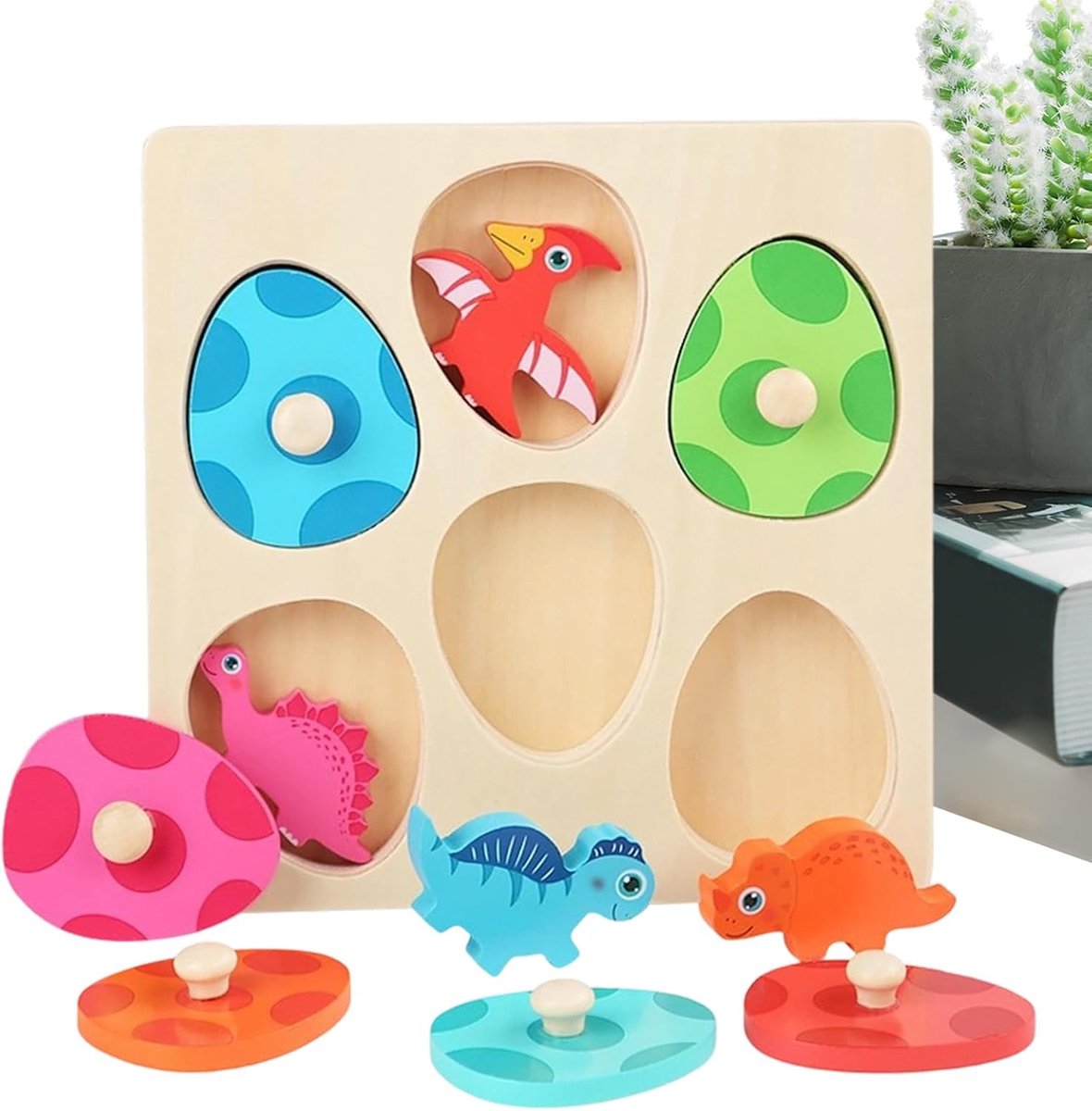Houten Dinosaurus Puzzel - Montage Spel - Cognitieve Groei - Natuur-geïnspireerde Ontwerpen - 175 x 175 cm - Multicolor
