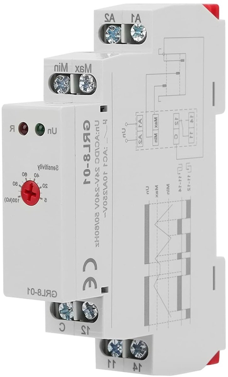 Betrouwbare vloeistofniveauregelaar voor 35mm DIN-rail, ideaal voor waterreservoirs, putten en tanks (10A AC/DC 24V-240V)