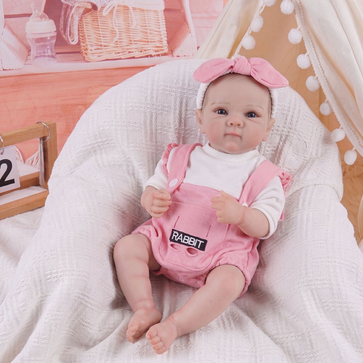 Lovibella® Lieve Levensechte Babypoppen - 1,1 Kilo - 45 CM - Reborn Baby Pop - met Accessoires - Reborn Baby - Reborn Baby Doll - Dementie Pop - Reborn Poppen Meisje - — afbeelding 10
