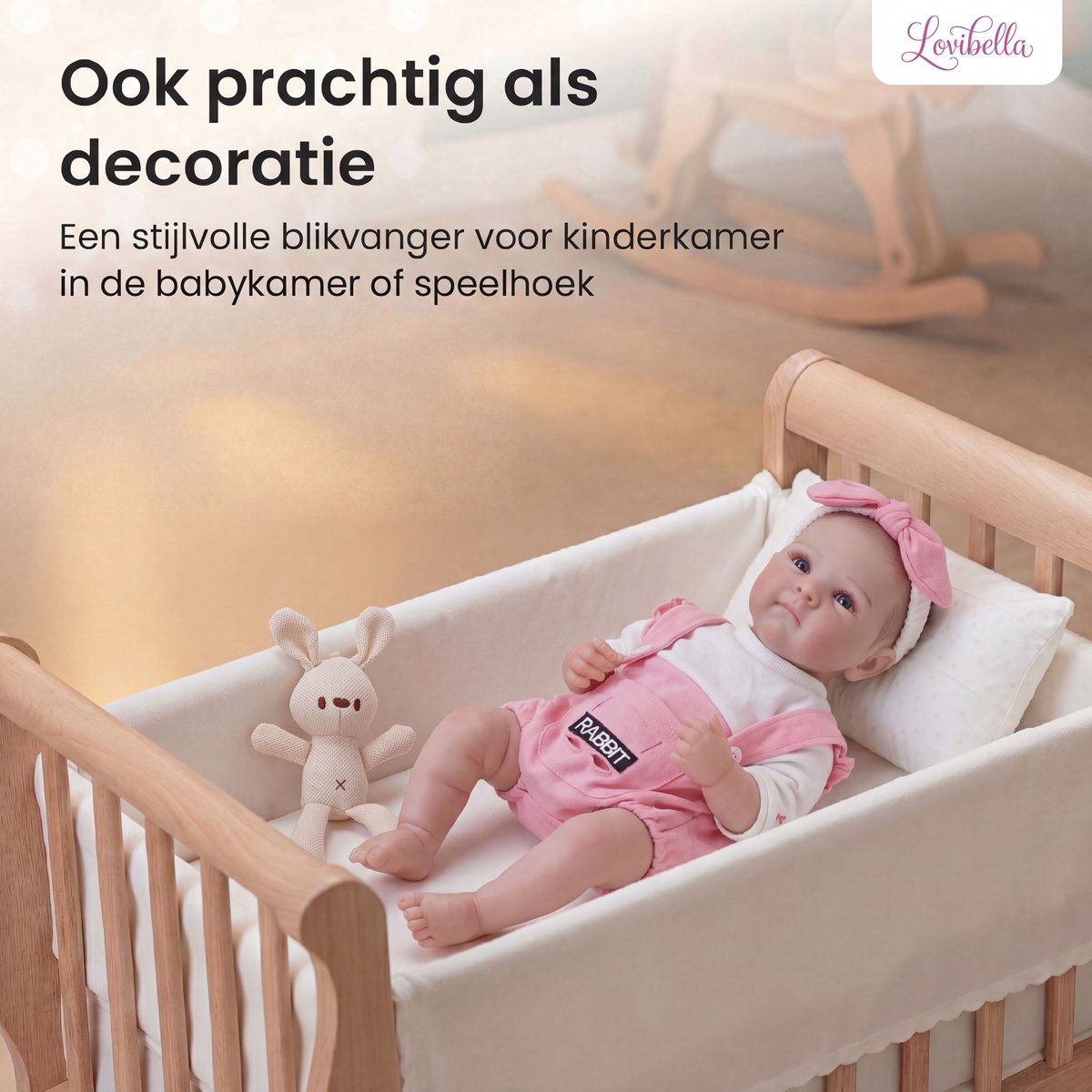 Lovibella® Lieve Levensechte Babypoppen - 1,1 Kilo - 45 CM - Reborn Baby Pop - met Accessoires - Reborn Baby - Reborn Baby Doll - Dementie Pop - Reborn Poppen Meisje - — afbeelding 7