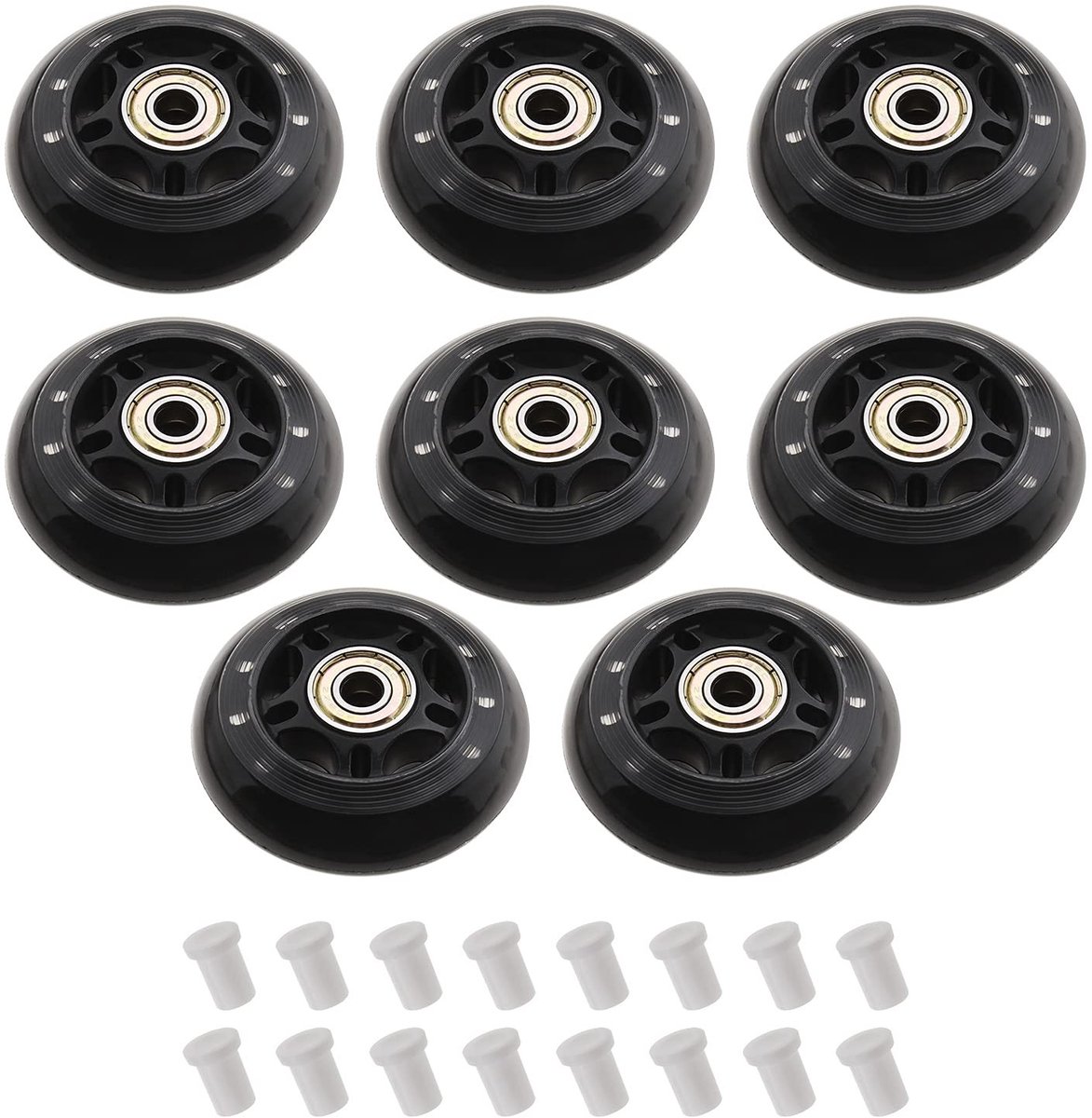 Dailygoods - Schaatswielen 70 mm - Voor binnen en buiten - Ideaal voor jongens en meisjes - Vervangende PU wielen - Inclusief afstandhouders - Recreat...