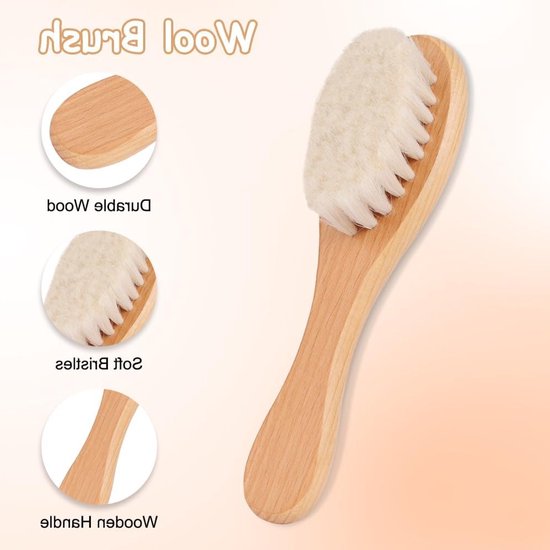 Set van 2 Baby Haarborstels met Zachte Geitenharen en Silicone Badborstel voor Kinderen en Pasgeborenen — afbeelding 2