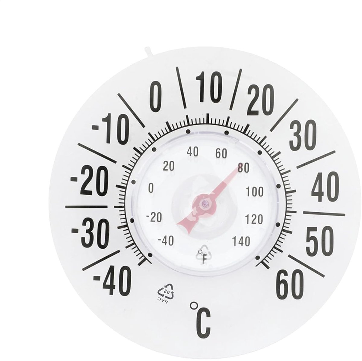 Waterdichte Temperatuurmeter - Analoge Weerindicator - Buiten Klimaat - Met Zuignap - Diameter 18 cm - Zwart