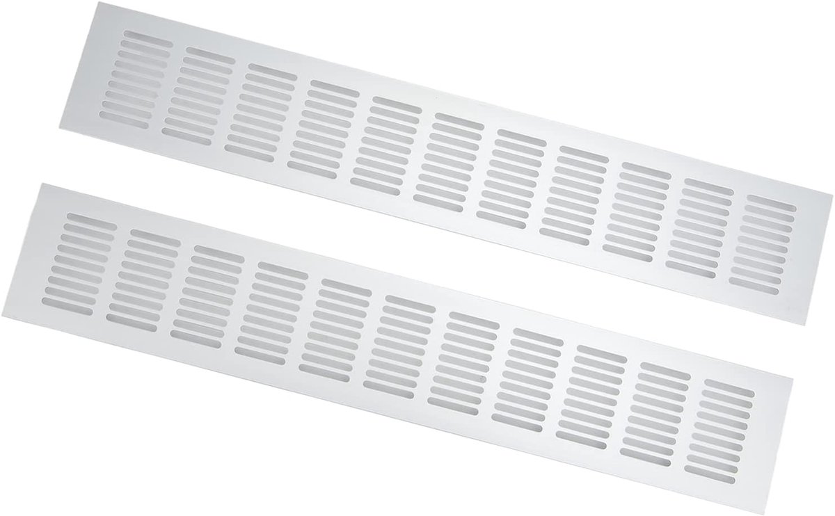 Allecto - Ventilatierooster - Aluminium - Rechthoekige Vent Plaat - Air Vent - Schoenenkast - Kast - Geschikt voor Kast - 80x600mm - 2 Stuks (80 * 400mm) - Vent - Ventilatierooster