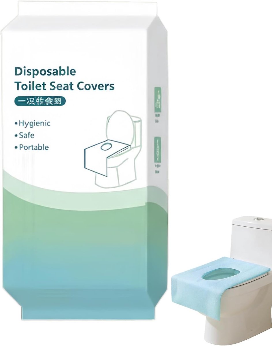Toiletbrilhoezen - Draagbare WC - Hygiënisch Reizen - Scheurbestendige Vezel - 10 Stuks - Blauw