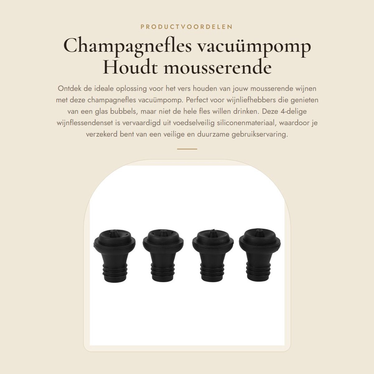 Dailygoods- Vacuümpomp - 4-delige Wijnflessenset - Voedselveilig Siliconenmateriaal - Herbruikbaar - Duurzaam - Eenvoudig in Gebruik - Wijnstopper