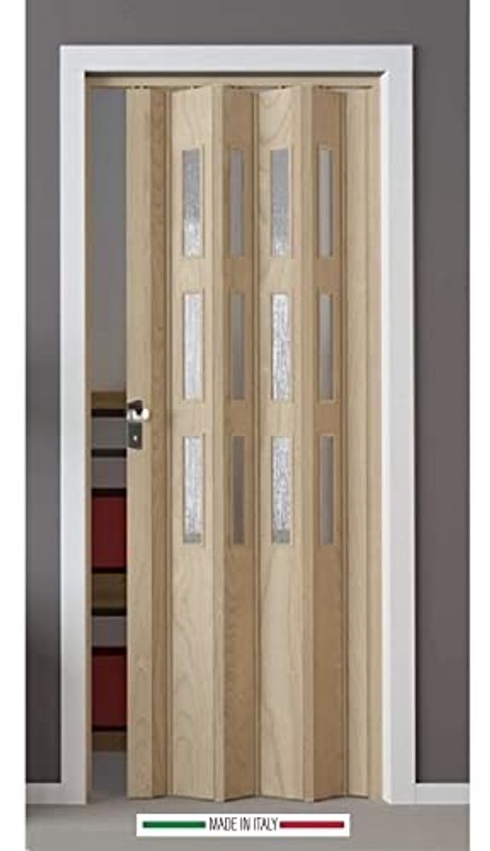 Dailygoods- PVC Deur Cederhoutlook - Vouwdeur - Gesatineerd Glas - Omkeerbaar - 88,5 x 214 cm - 10 kg Gewicht - Interne Deur