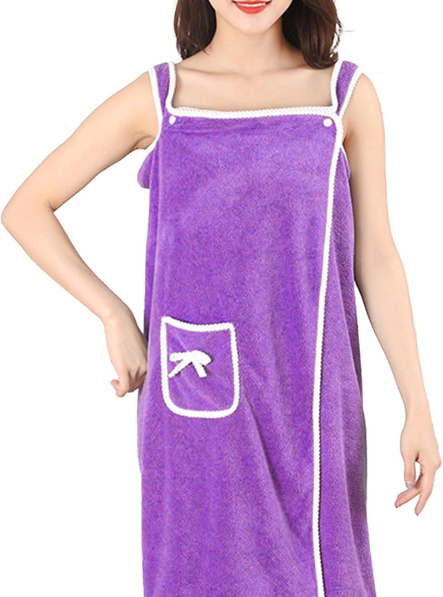Handdoekomslag - Badjas - Na het douchen - Sneldrogend koraalfleece - 80x135 cm - Paars