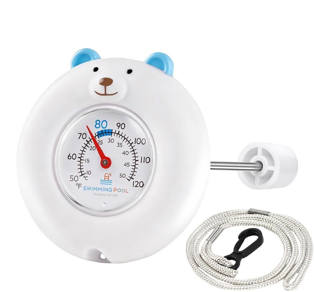 Zwembadthermometer Beer - Drijvende meter - Watertemperatuur meten - Schattig berenontwerp - 17.5 cm hoog - Bruin