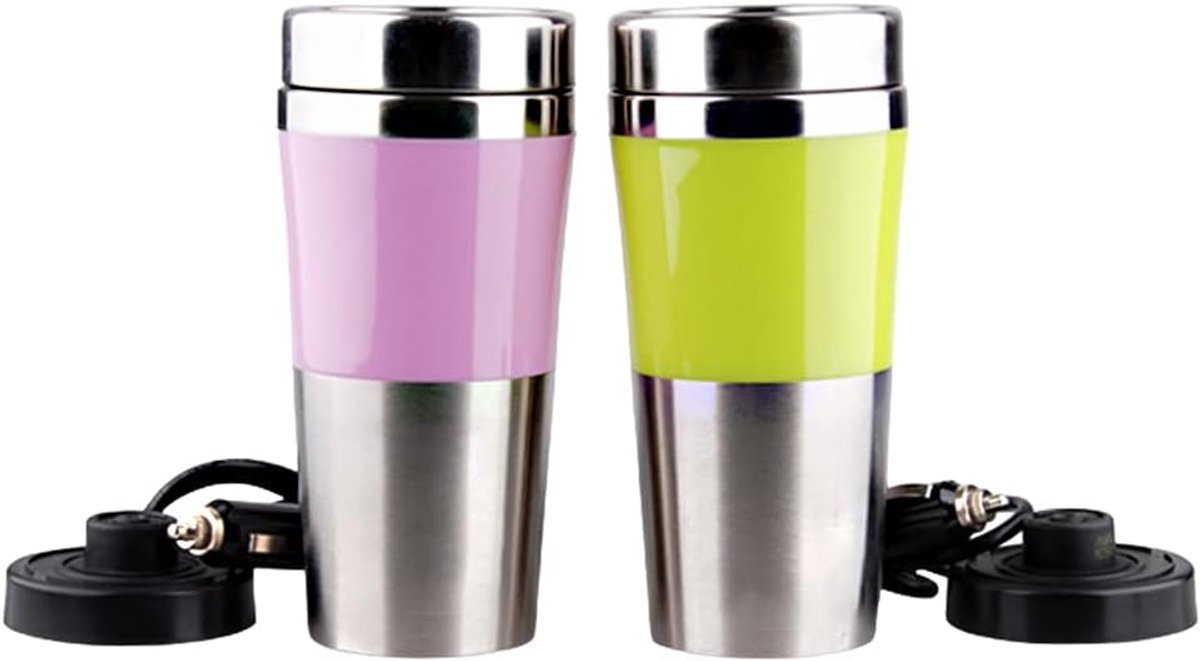 Auto Waterkoker - Reis Thermoskan - Drankjes Warm Houden - Snel Koken - 350 ml - Roze