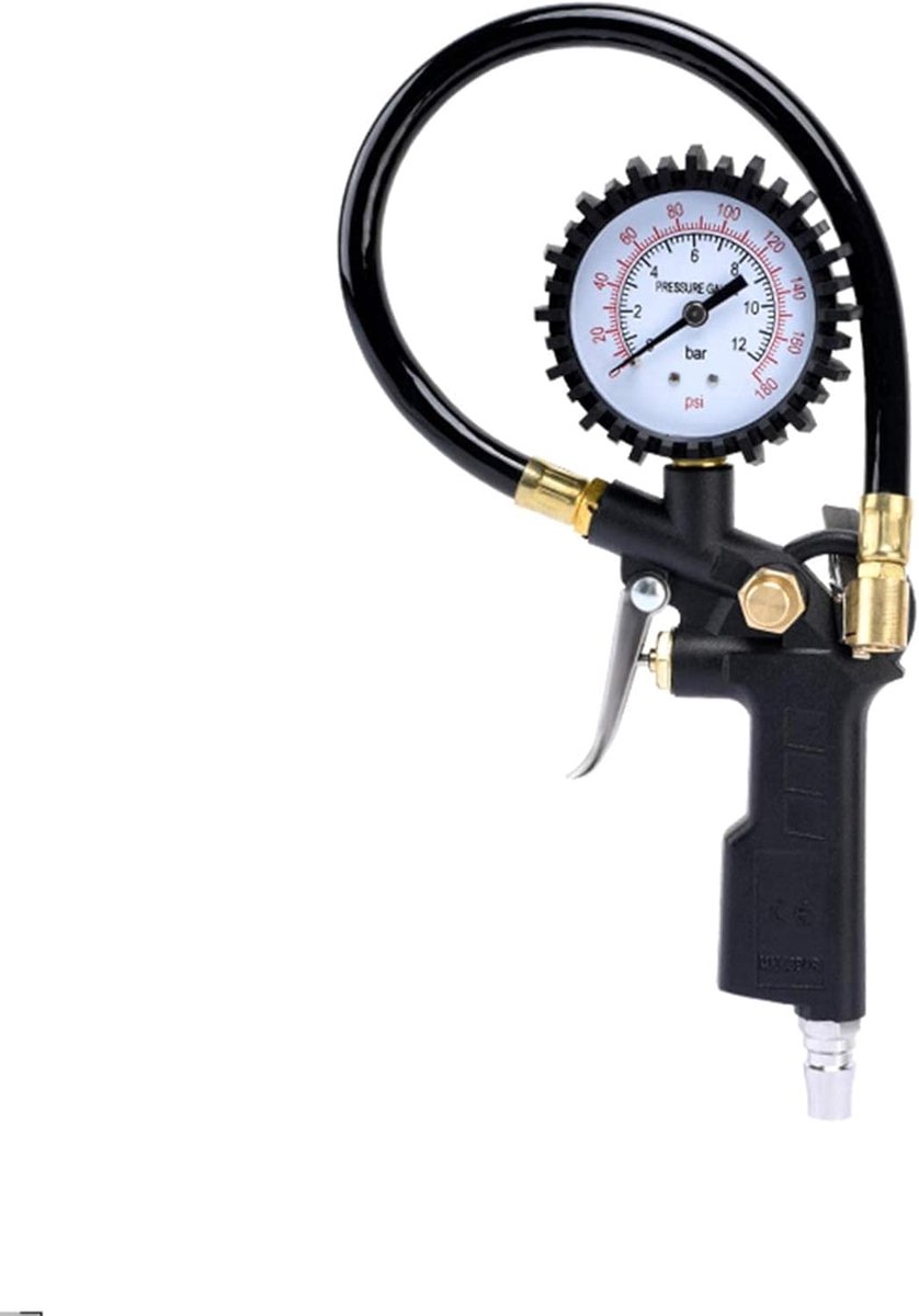 Bandenpomp Manometer - Luchtdruk Meter - Bandenspanning Controleren - Hoge Precisie - 0-220psi - Zwart