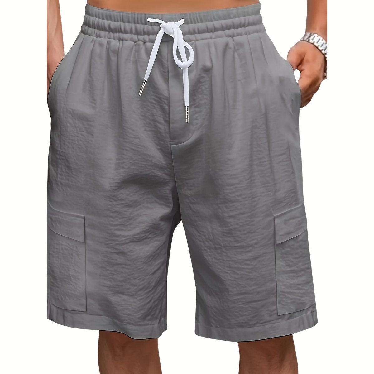 Currero Korte Linnen Broek Heren Zomerbroek Volwassenen Korte Broek Shorts Strandbroek Zomer Ibiza Stijl Donkergrijs