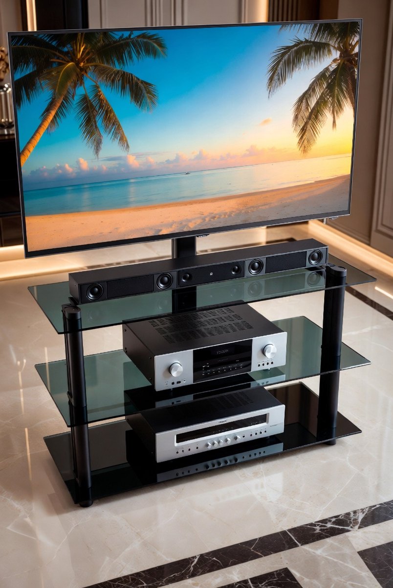 Tv-rek, glas, televisietafel, tv-standaard voor - tv-standaard voor 32-70 inch televisie, - Medahomestore