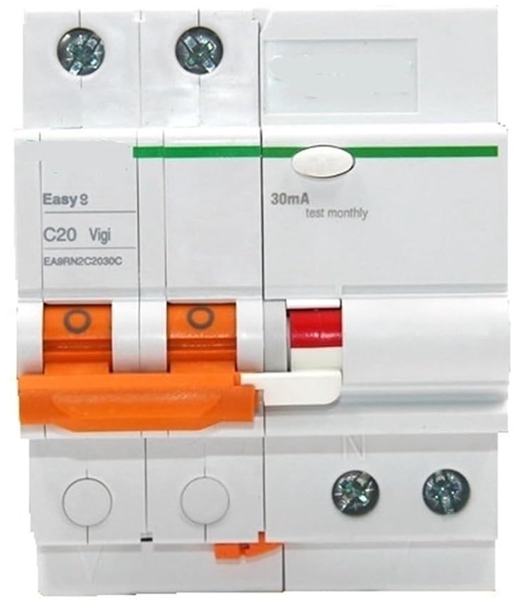 Aardlekschakelaar - Stroomonderbreker - Elektrische Beveiliging - Type C Karakteristiek - 10 Ampère - Grijs
