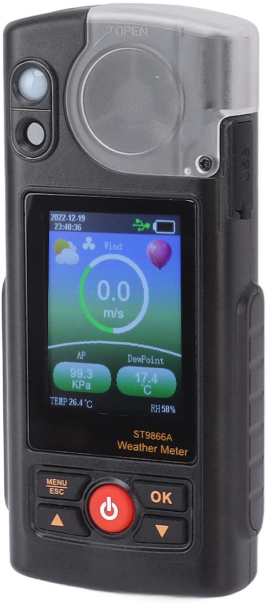 Zakweermeter - Weerstation - Buitenactiviteiten - Multifunctioneel - 24 inch display - Zwart