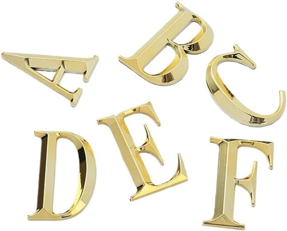 Huisnummer Sticker - Deur Nummer - Adres Aanduiding - Zelfklevend Kunststof - 7 cm Hoog - Goud