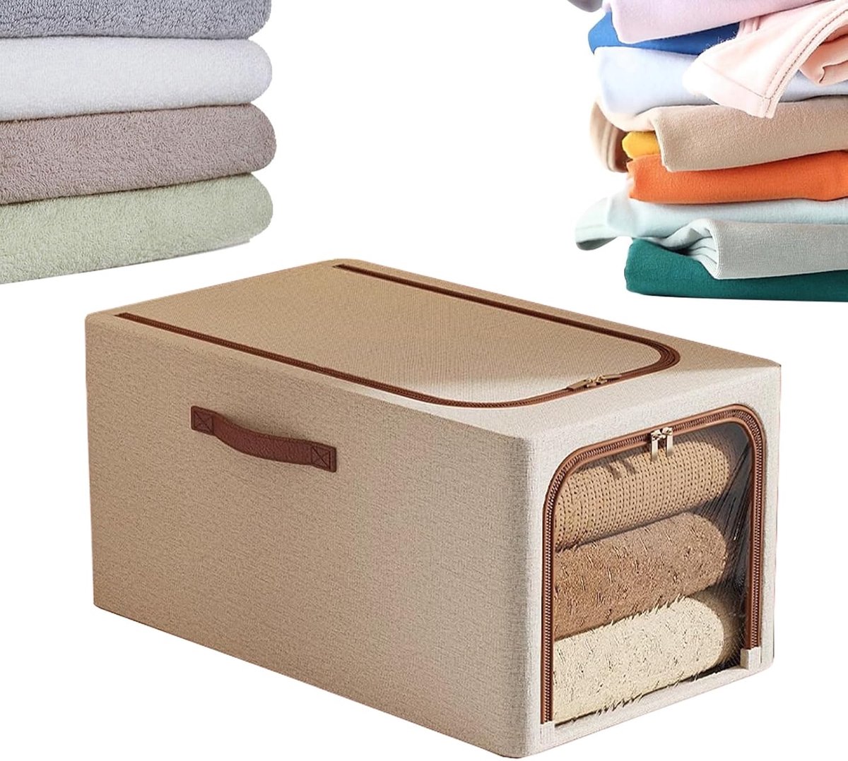 Stoffen Opbergkubus - Kleding Sorteerbak - Ruimte Organiseren - Transparant Venster - 45 x 30 x 23 cm - Grijs