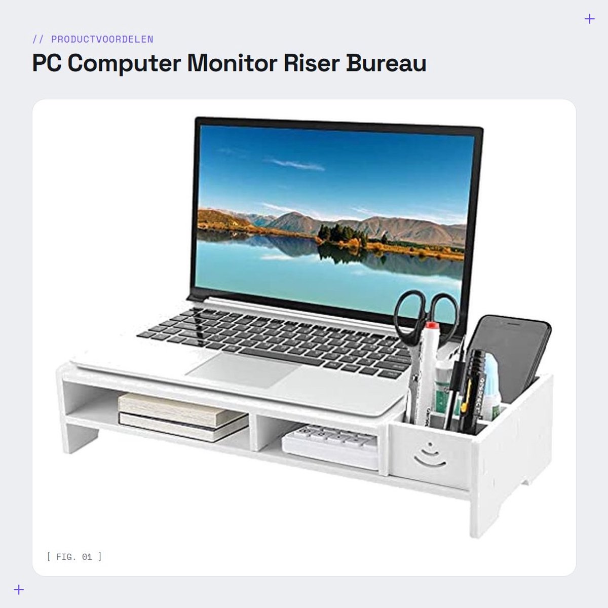 Store_9 - PC Computer Monitor Riser - Bureau Monitorverhoger - Houdt uw bureau opgeruimd - 48 cm Desktop Organizer - Verbeter zitcomfort - Geschikt...