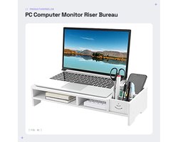 Store_9 - PC Computer Monitor Riser - Bureau Monitorverhoger - Houdt uw bureau opgeruimd - 48 cm Desktop Organizer - Verbeter zitcomfort - Geschikt...