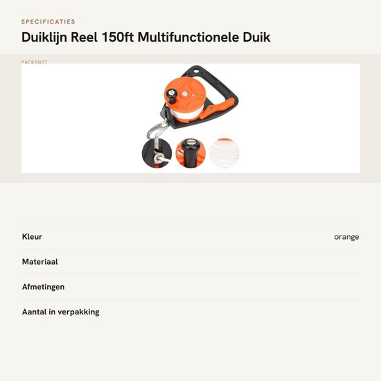 Dailygoods- Duiklijnhaspel 46m/150ft - Multifunctionele Duik Reel - ABS Kunststof - Handgreep - Lichtgewicht 317g - Gebruiksvriendelijke Bediening - Duikrol van Dailygoods — afbeelding 2