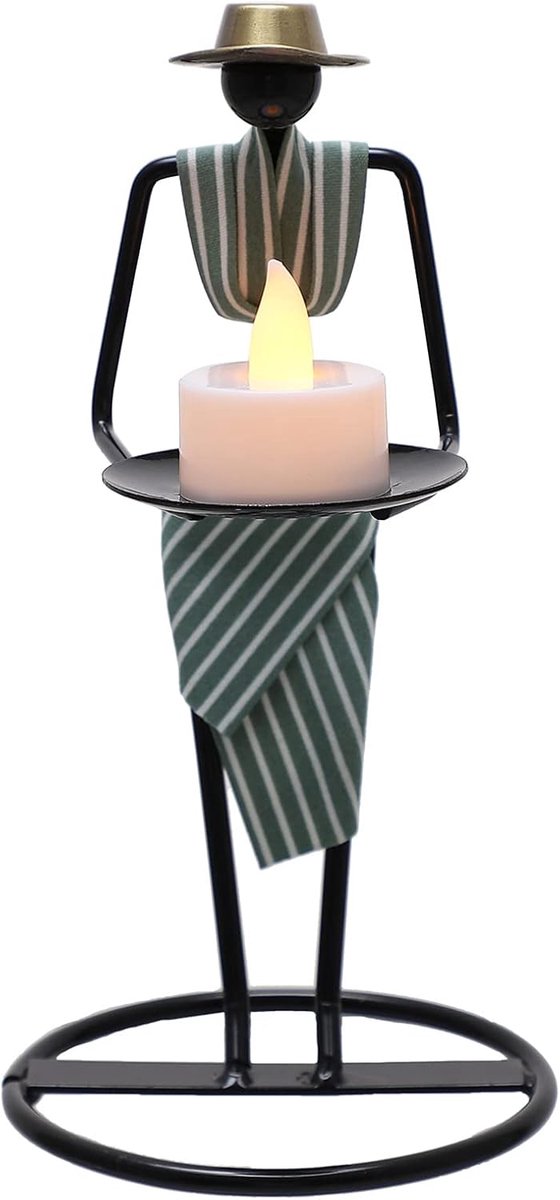 Kandelaar Houders - Abstract Karakter - Woonkamer Decoratie - Geïntegreerd Gietwerk - 23 cm Hoog - Zwart