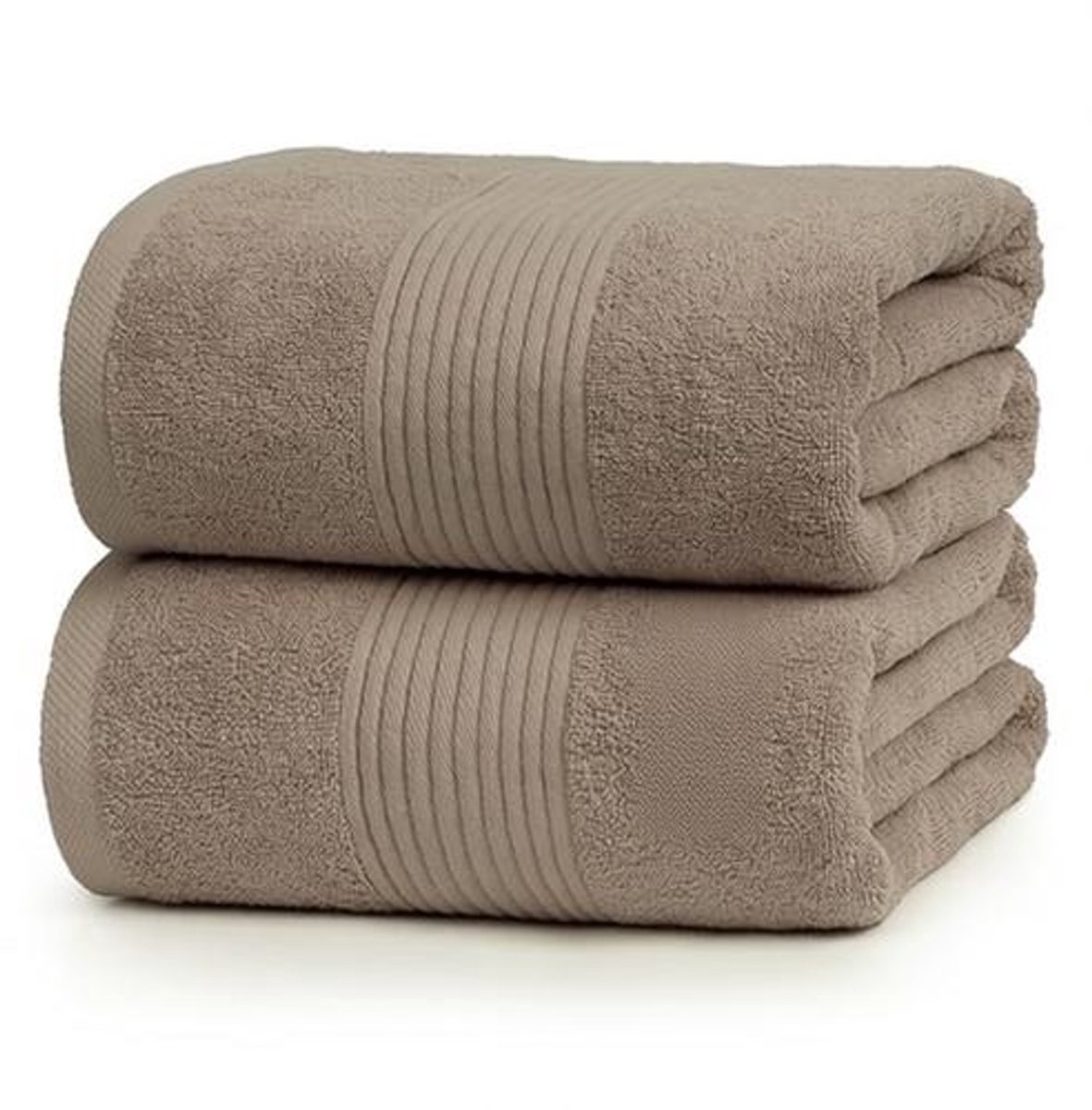 BILMU Set van 2 badhanddoeken 100x150 cm – 100% katoen 500 g/m² – zacht, absorberend en duurzaam – Oeko-Tex gecertificeerd – bruin