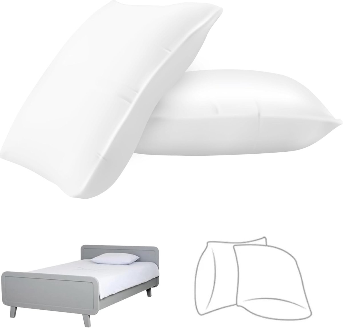 Famanu Wegwerp kussenslopen 60 x 80 cm, set van 10, niet-geweven kussenslopen, wit