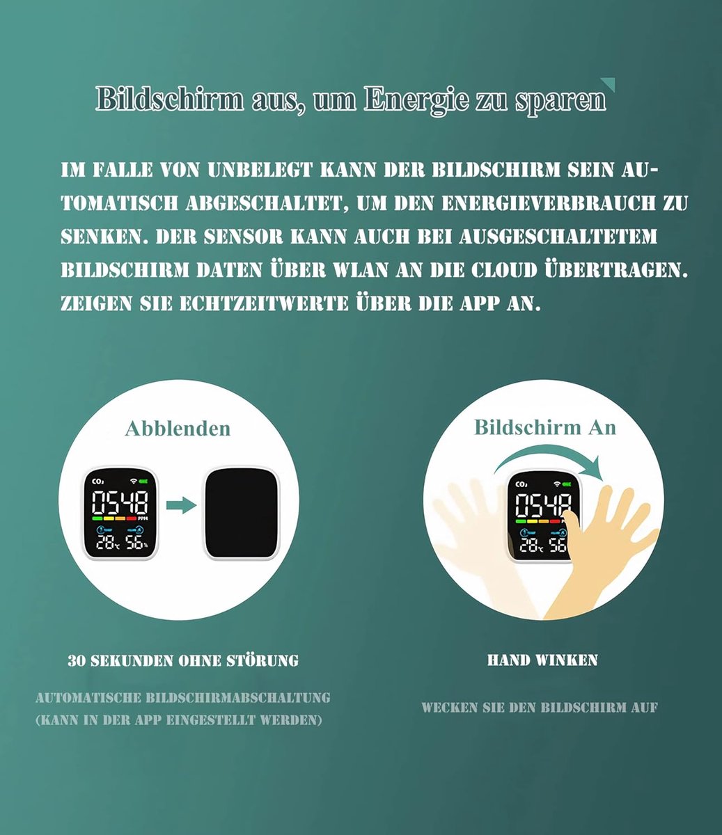 Luchtkwaliteit Meter - CO2 Detector - Binnen Lucht Meten - NDIR Sensor - Draagbaar - Wit