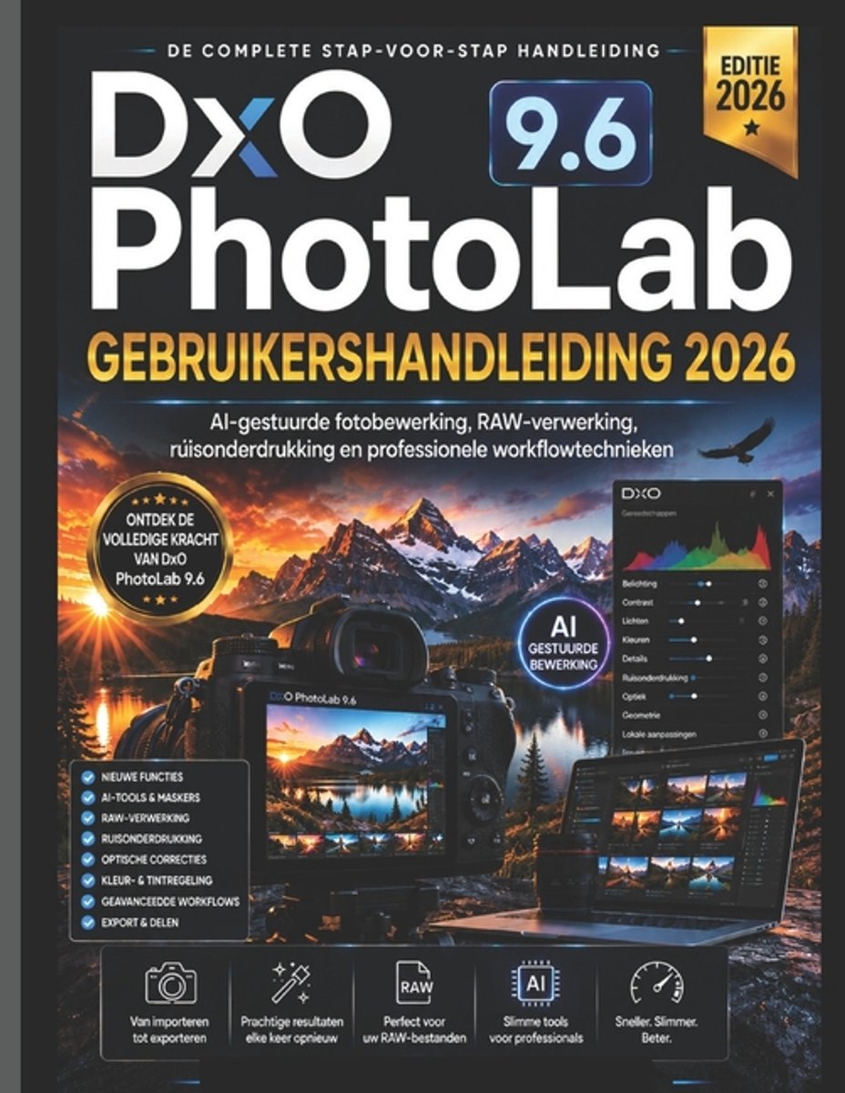 Cover van DxO PhotoLab 9.6 GEBRUIKERSHANDLEIDING 2026