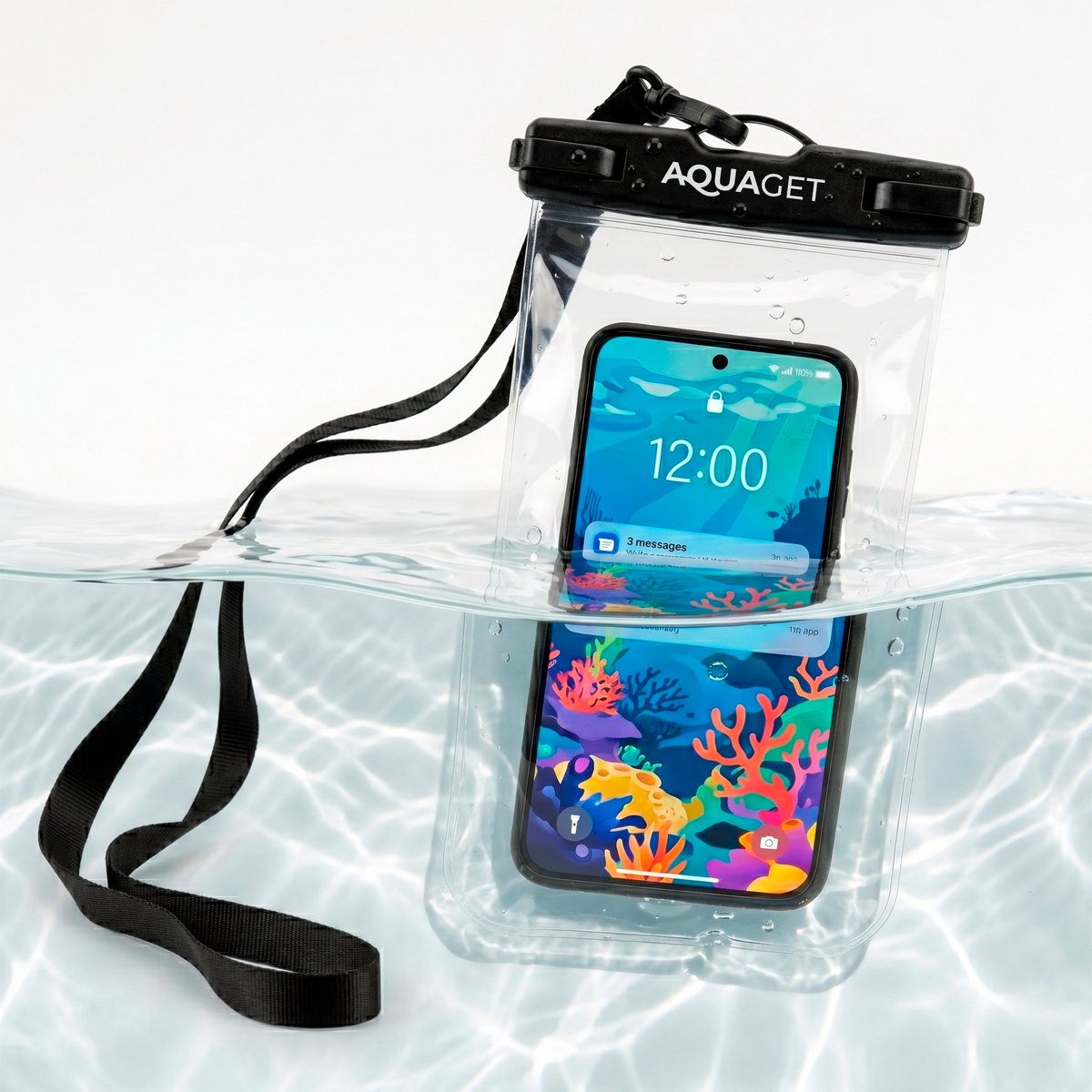 Aquaget® Waterdichte Telefoonhoes | Drybag | 18,5 X 10 cm | Transparant