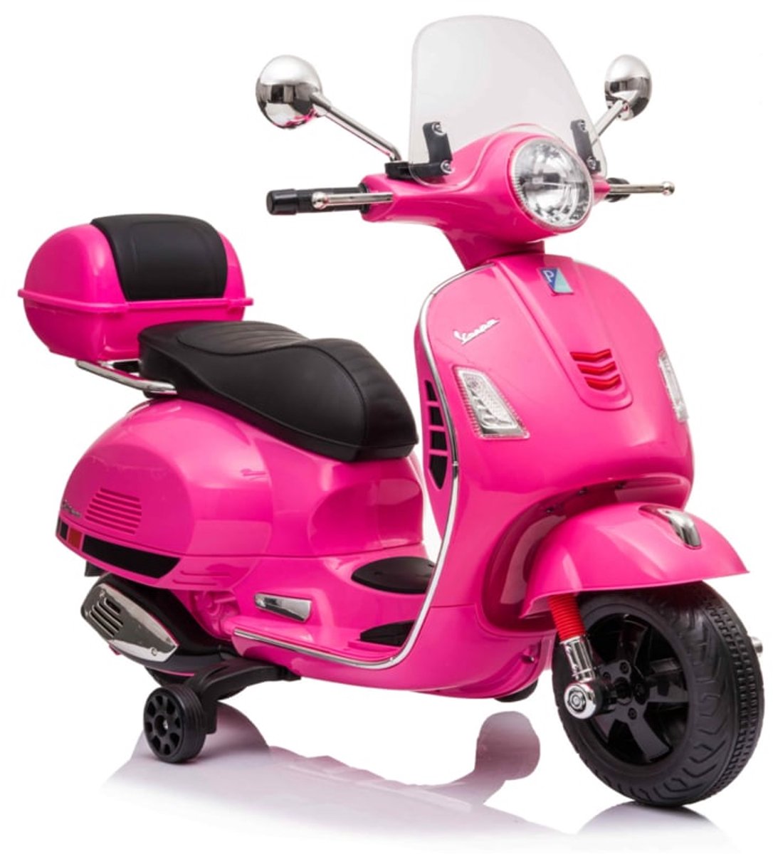 Vespa GT-S 12V elektrische kinderscooter roze - full options - licentie scooter - met windscherm, beautycase en zijwieltjes – foto 3