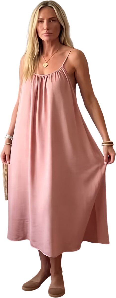 Currero Zomerjurk Dames Zomerjurken Volwassenen Vrouwen Midi Jurk Ibiza Stijl Sundress Dress Roze