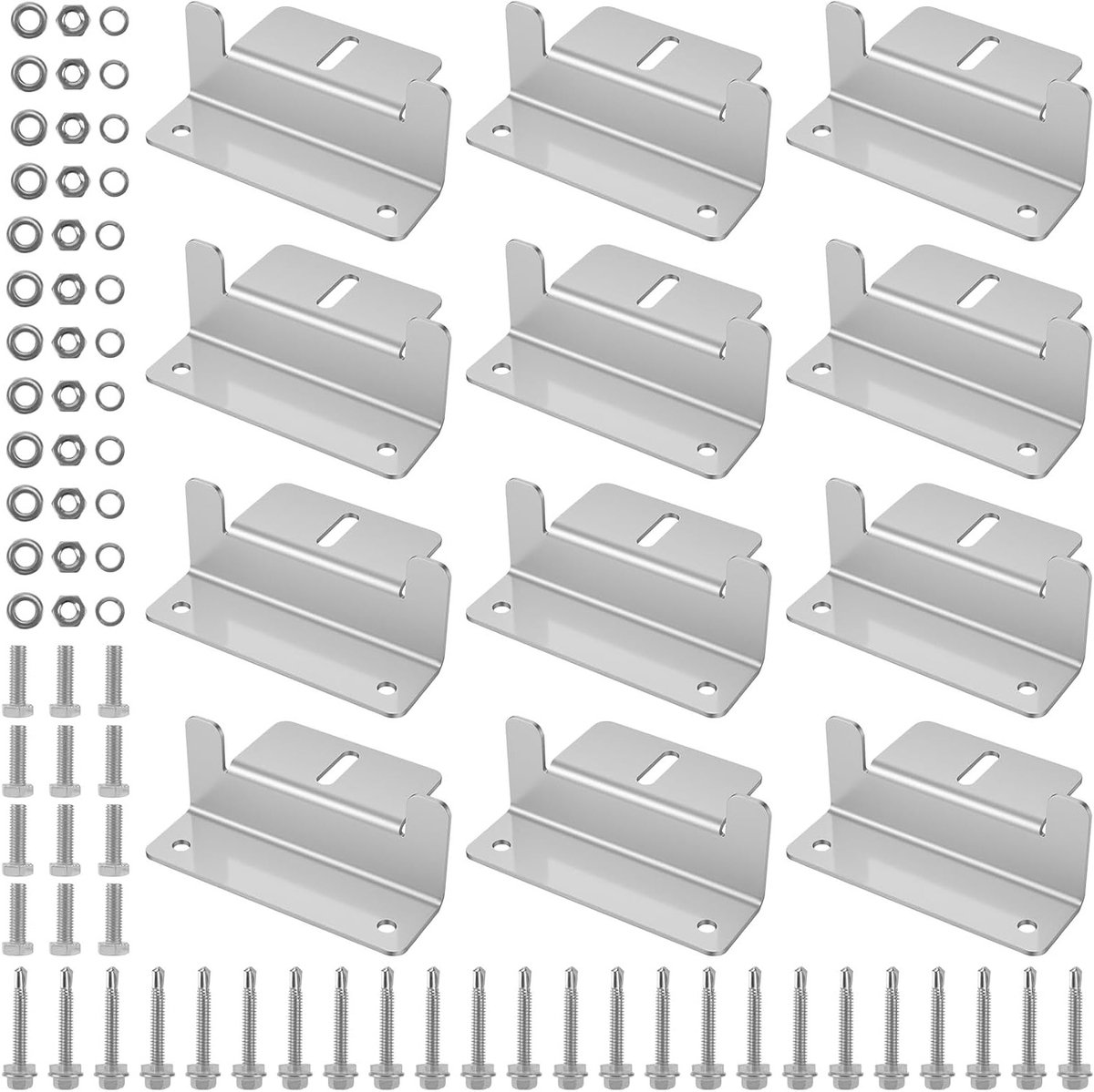 Montagebeugels voor zonnepanelen - 12 stuks aluminium Z-beugels met moeren en schroeven voor camper, aanhangwagen, boot en muurinstallatie