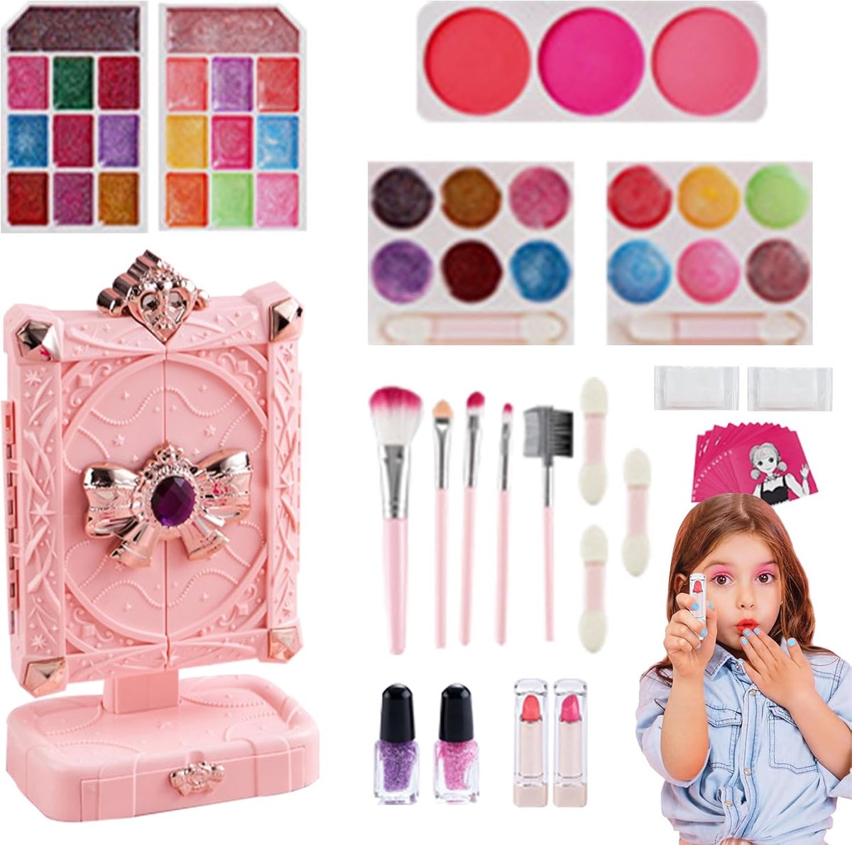 Kinderspeelgoed Make-up - Nep Make-up Set - Rollenspel Pret - Wasbare Cosmetica - 29 x 18 x 12 cm - Multicolor