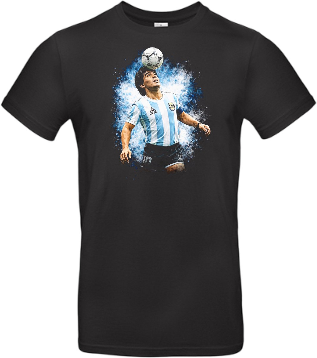 T-shirt zwart met opdruk van het Argentijnse voetbal icoon Diego Maradona maat XL van Shirtmakelaar