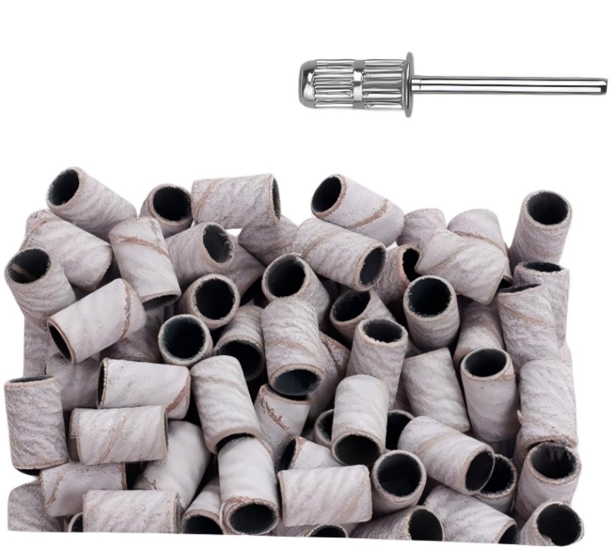 Set van 180 stuks + 1 opzetstuk - Binnendiameter 0,8 cm -Buitendiameter 0,95 cm - Hoogte 1,3 cm - Schuurbandjes - Nagel -schuurbandjes - Manicure - Pedicure-schuurbandjes - Set schuurbandjes - Schuuraccessoires