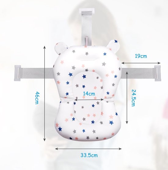 Babybadkussen - Antislip badnet - Verstelbaar kussen - Opvouwbare babybadmat - Babybadaccessoires - babybadmatten - Veiligheidsmat voor in bad - Zachte babymat - Badkuipsteun - Geschikt voor baby's van 0-3 jaar - Wit — afbeelding 4