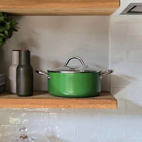 Kookpan met deksel - Stoofpan Soeppan - Langzaam Koken - Krasbestendige coating - 24 cm - Groen — afbeelding 2