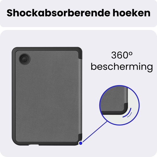 Hoes Geschikt voor Kobo Clara 2E - Luxe E-reader Trifold Case - Bescherm Hoesje Book Cover - Grijs — afbeelding 4