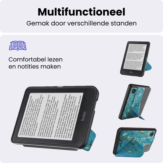 Hoes Geschikt voor Kobo Clara 2E - Luxe E-reader Trifold Case - Bescherm Hoesje Book Cover - Bloesem — afbeelding 3