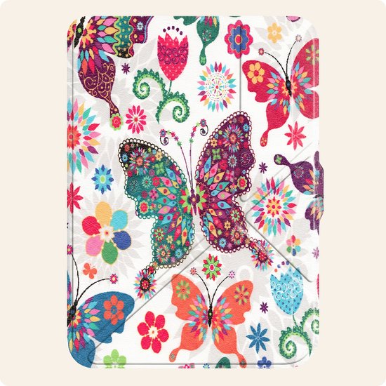 Hoesje Geschikt voor Kobo Nia Hoes Book Case Trifold - Hoes Geschikt voor Kobo Nia Hoesje Book Cover - Vlinders van Hoesje  — afbeelding 4