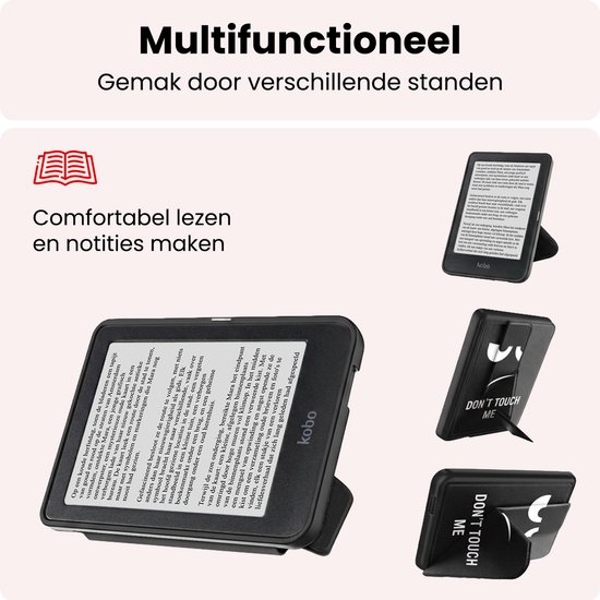 Hoes Geschikt voor Kobo Clara HD Hoesje Bookcase Cover Book Case Hoes Sleepcover Trifold - Don't Touch Me — afbeelding 3