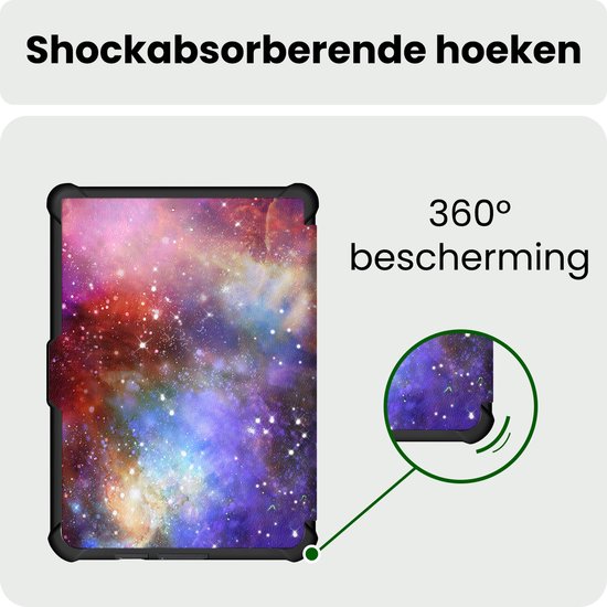 Hoes Geschikt voor Kobo Clara HD Hoesje Bookcase Cover Hoes Trifold - Hoesje Geschikt voor Kobo Clara HD Hoes Cover Case - Galaxy — afbeelding 4